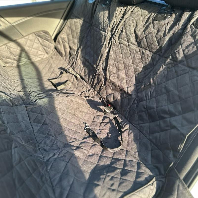 Waterproof Dog Car Seat Cover for Back Seat – Nonslip, Dual Leash Seatbelt Attachments, Hammock-Style Protector for Pet Safety & Comfort